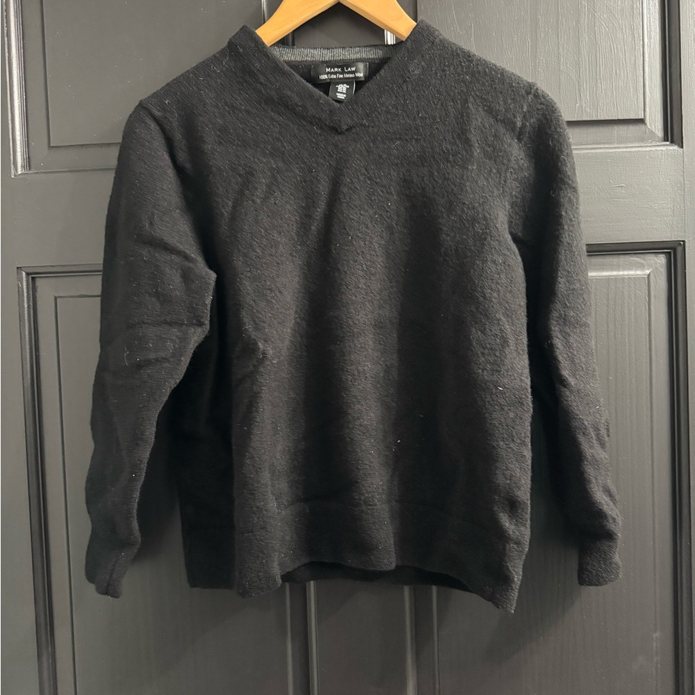 Woman  Classic Black V-Neck Sweater